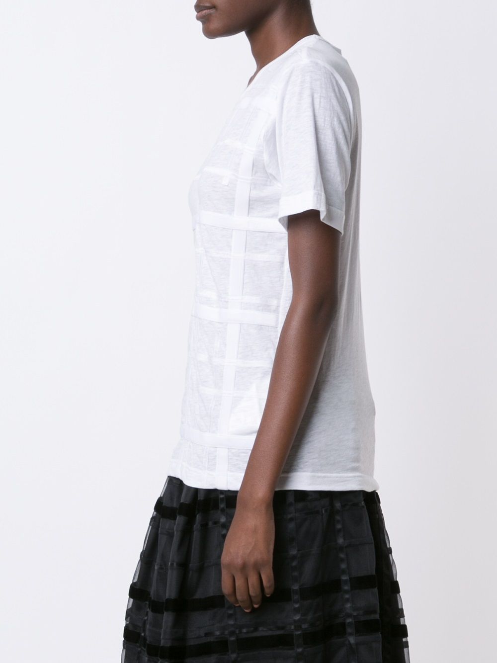 Comme Comme Cotton Ribbon Appliqué T-shirt — White, view 3