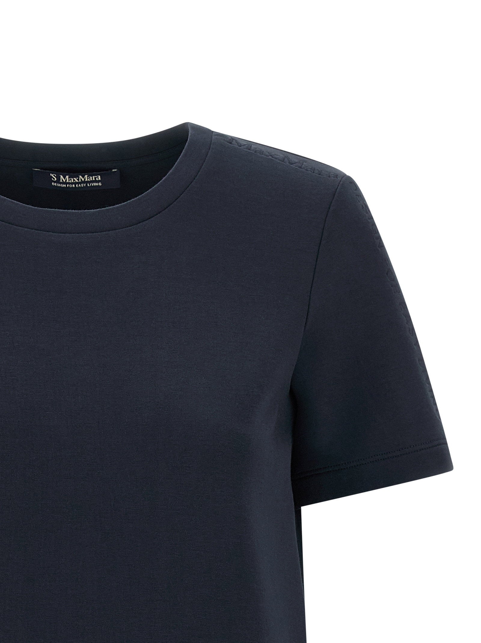 Max Mara 'S Cotton Blend Scuba Jersey T-shirt — Navy, view 3