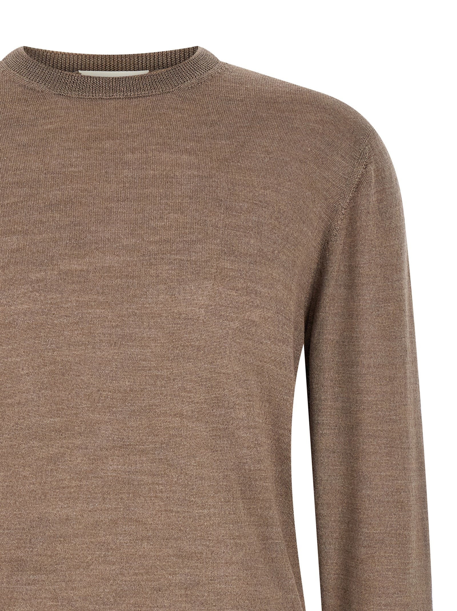 Ma'ry'ya Merino, Silk & Cashmere Knit Sweater — Taupe, view 3