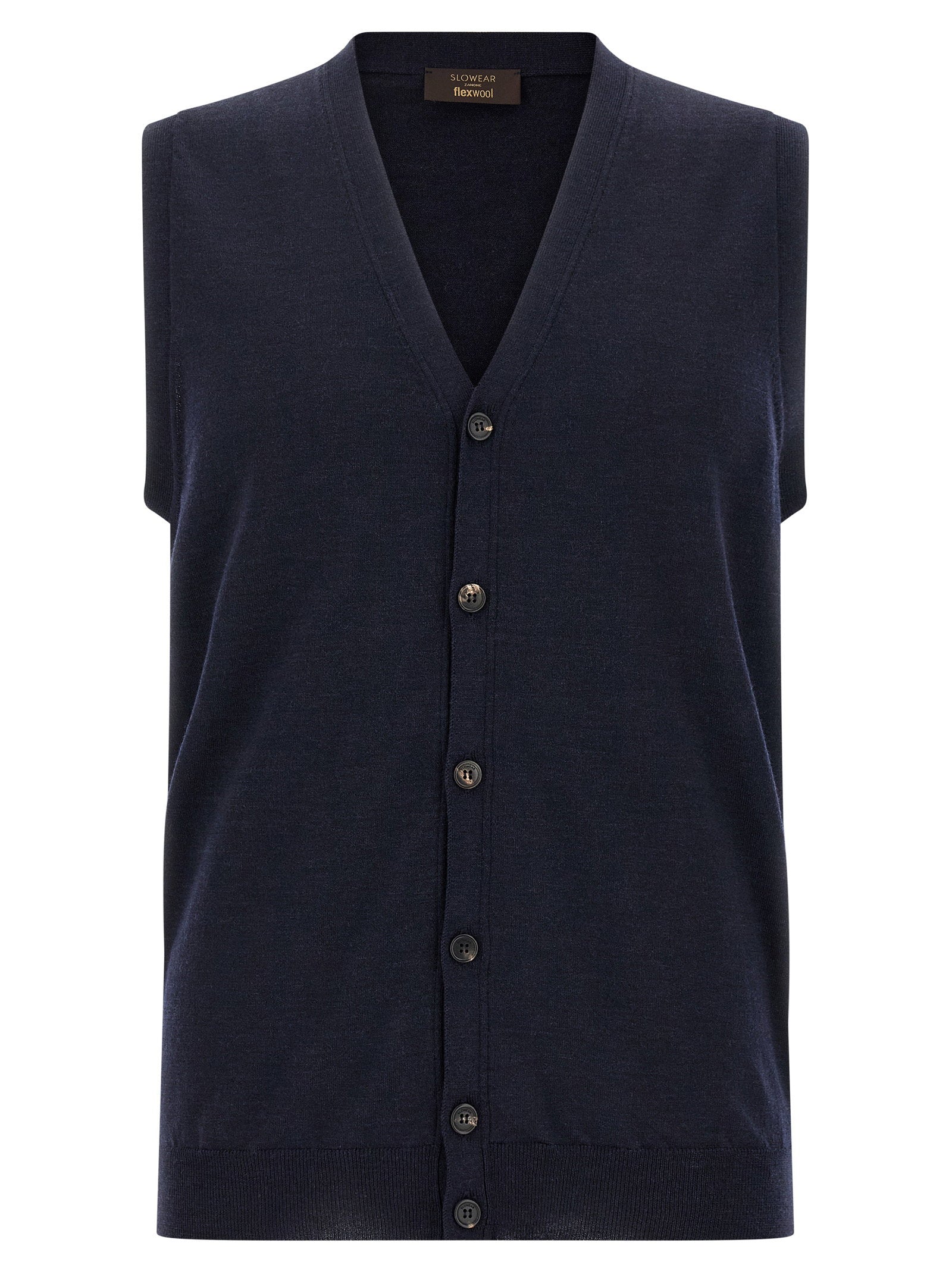 Zanone Flexwool Wool Vest — Navy by Zanone