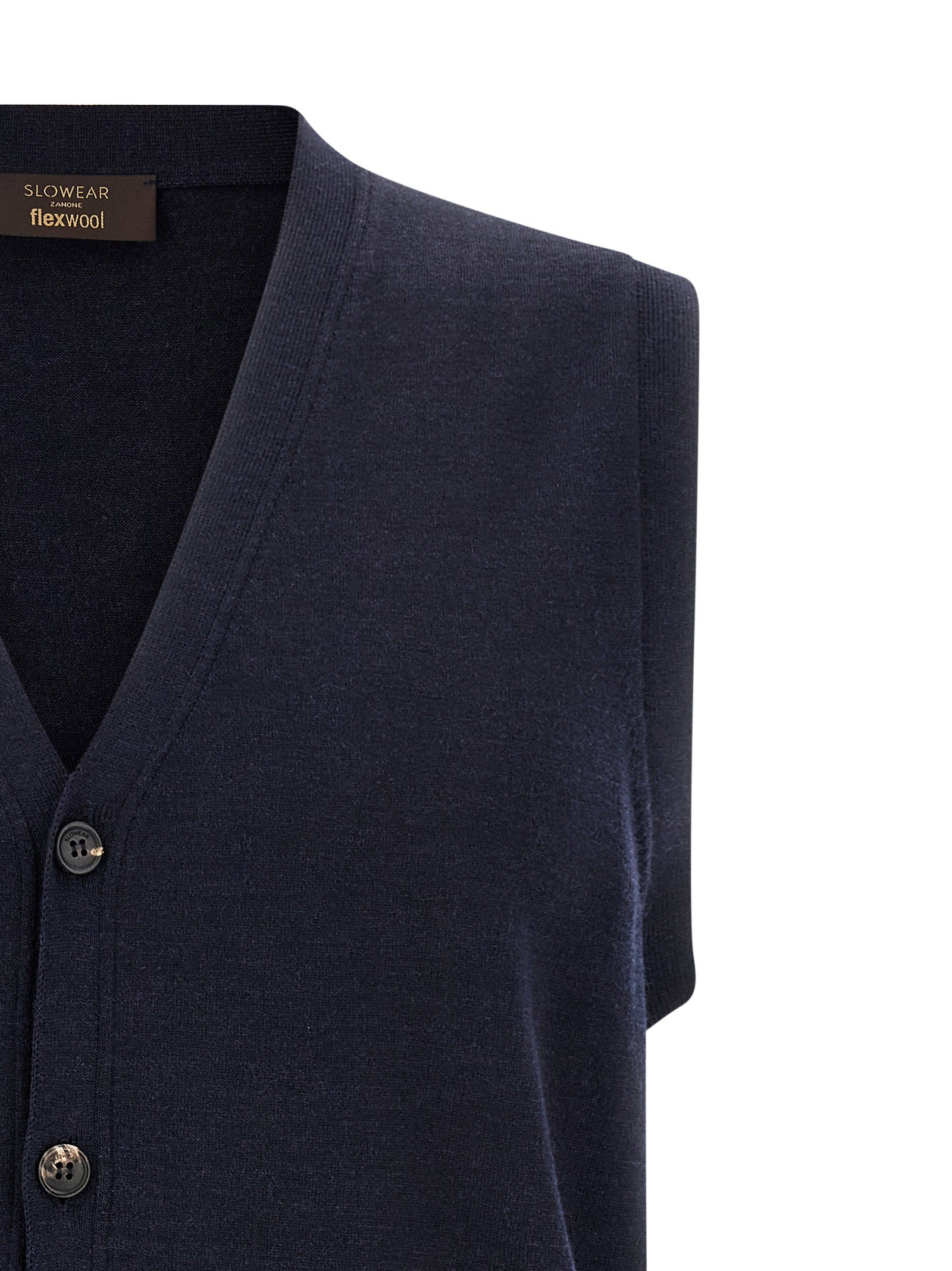 Zanone Flexwool Wool Vest — Navy, view 3