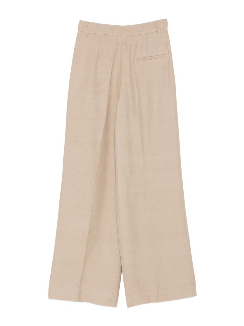 Fay Pleated Cotton Trousers — Beige, view 2