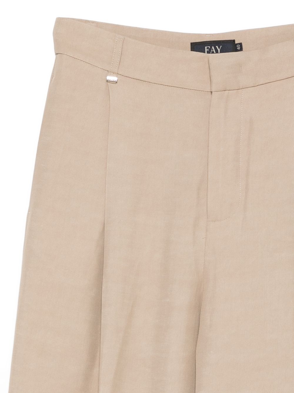 Fay Pleated Cotton Trousers — Beige, view 3