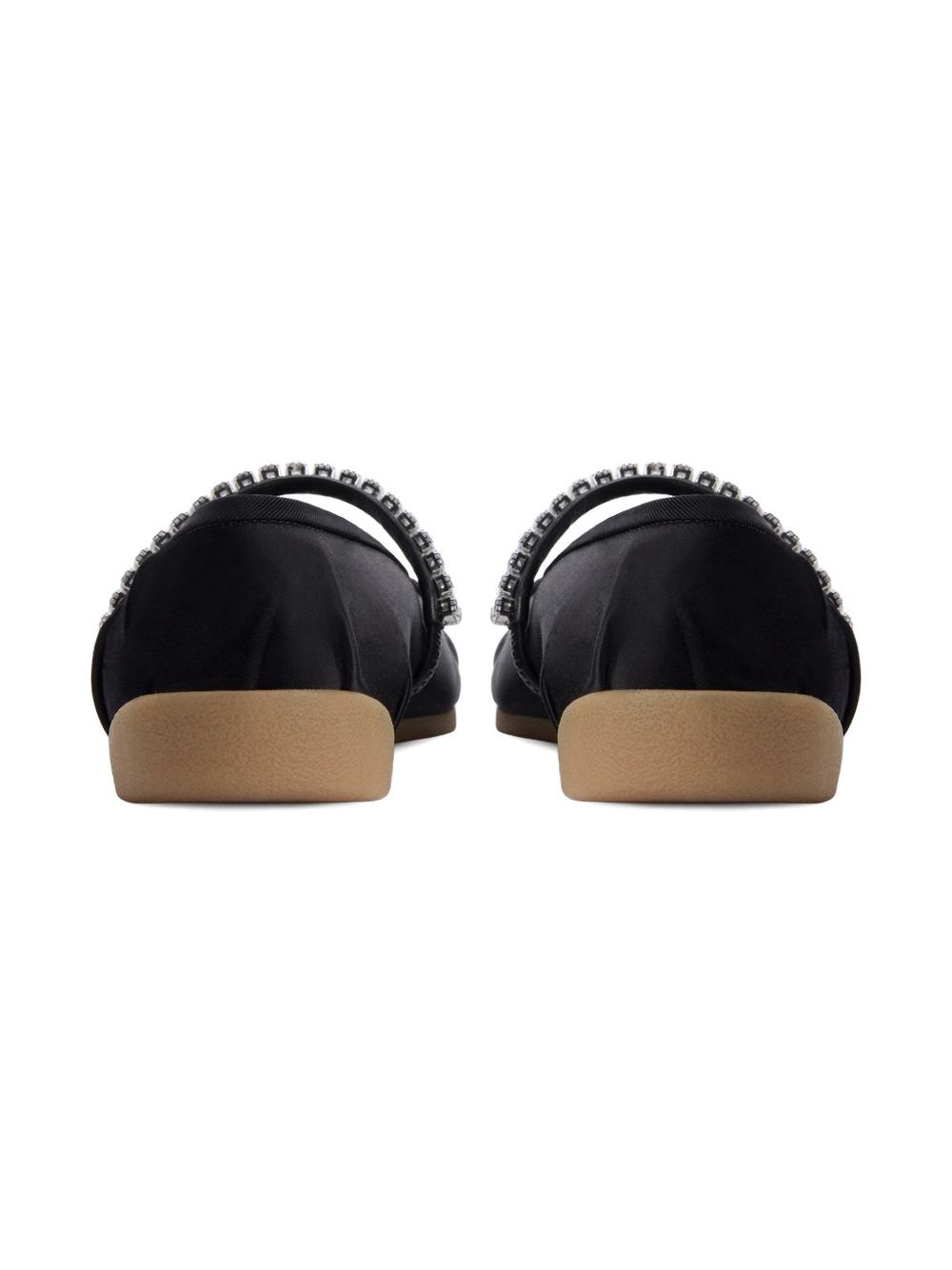 Giuseppe Zanotti Silk Satin Rhinestone-Band Flat — Black, view 2