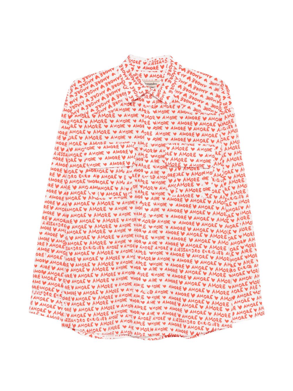 Alessandro Enriquez Amore Print Cotton Shirt — White by Alessandro Enriquez
