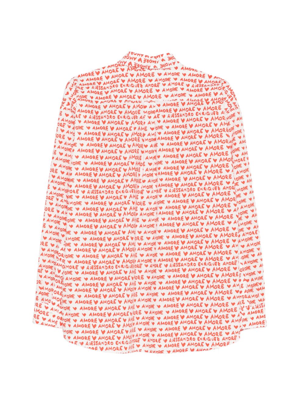 Alessandro Enriquez Amore Print Cotton Shirt — White, view 2