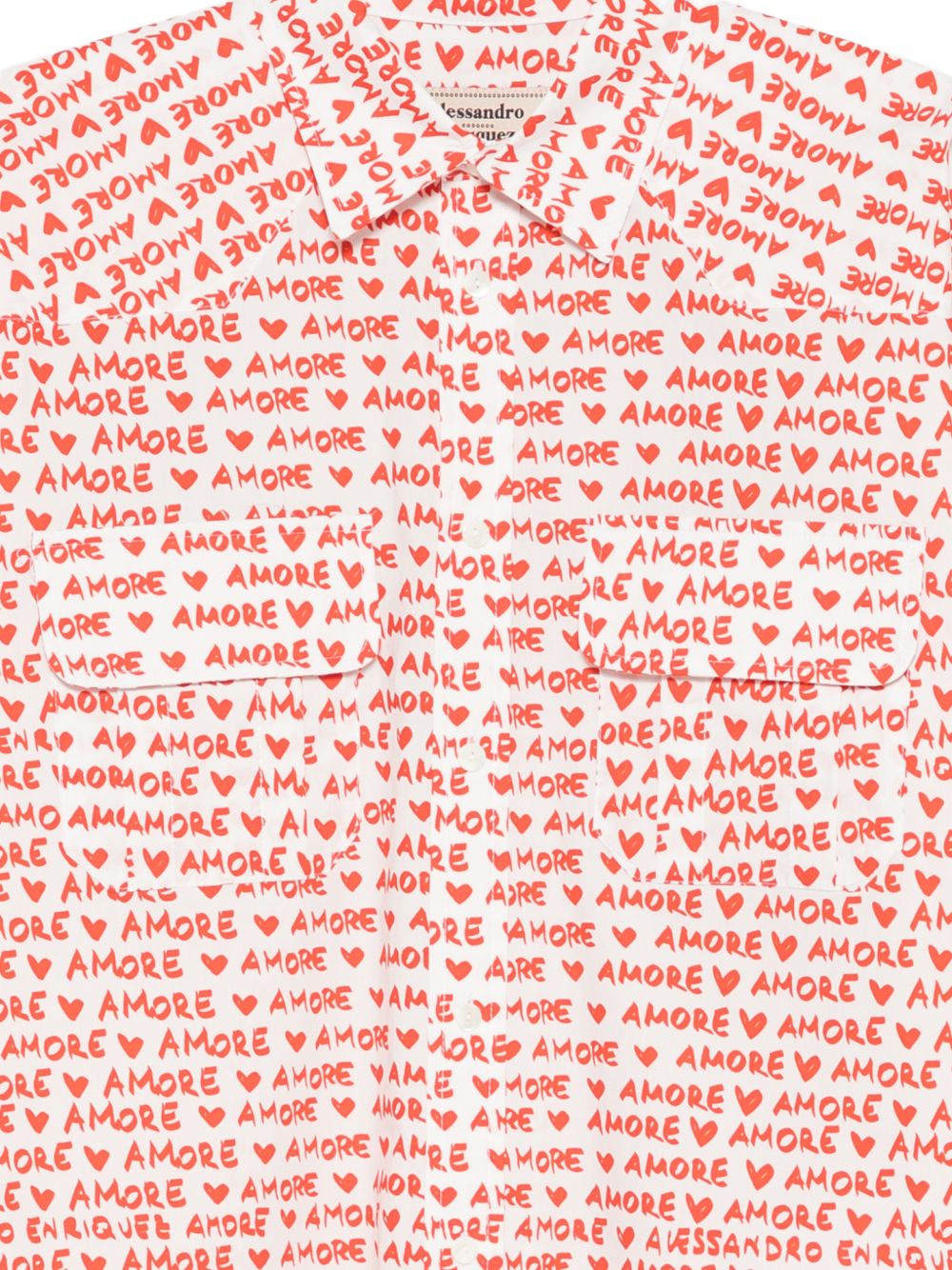 Alessandro Enriquez Amore Print Cotton Shirt — White, view 3