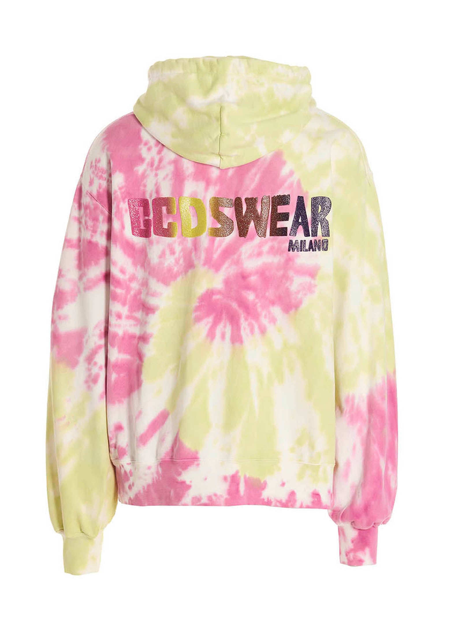 Gcds Tie-Dye Cotton Hoodie — Pink - S, view 2