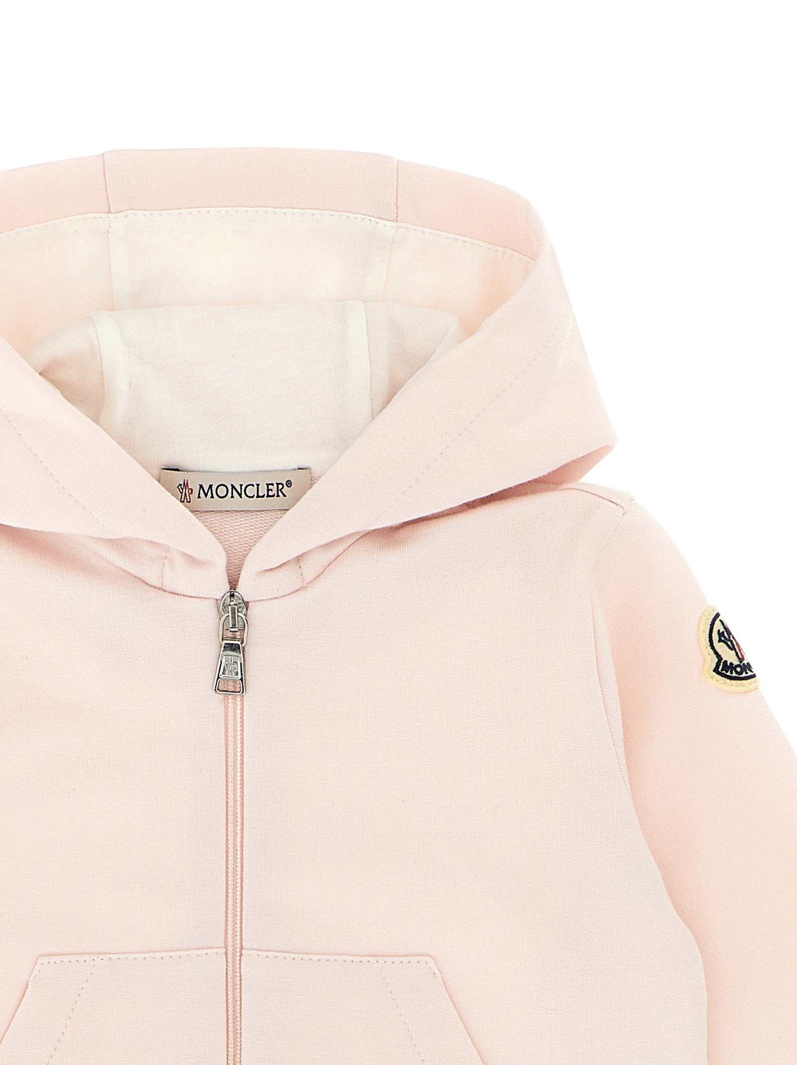 Moncler Enfant Logo-Embroidered Brushed Cotton Sweatshirt — Pink, view 4