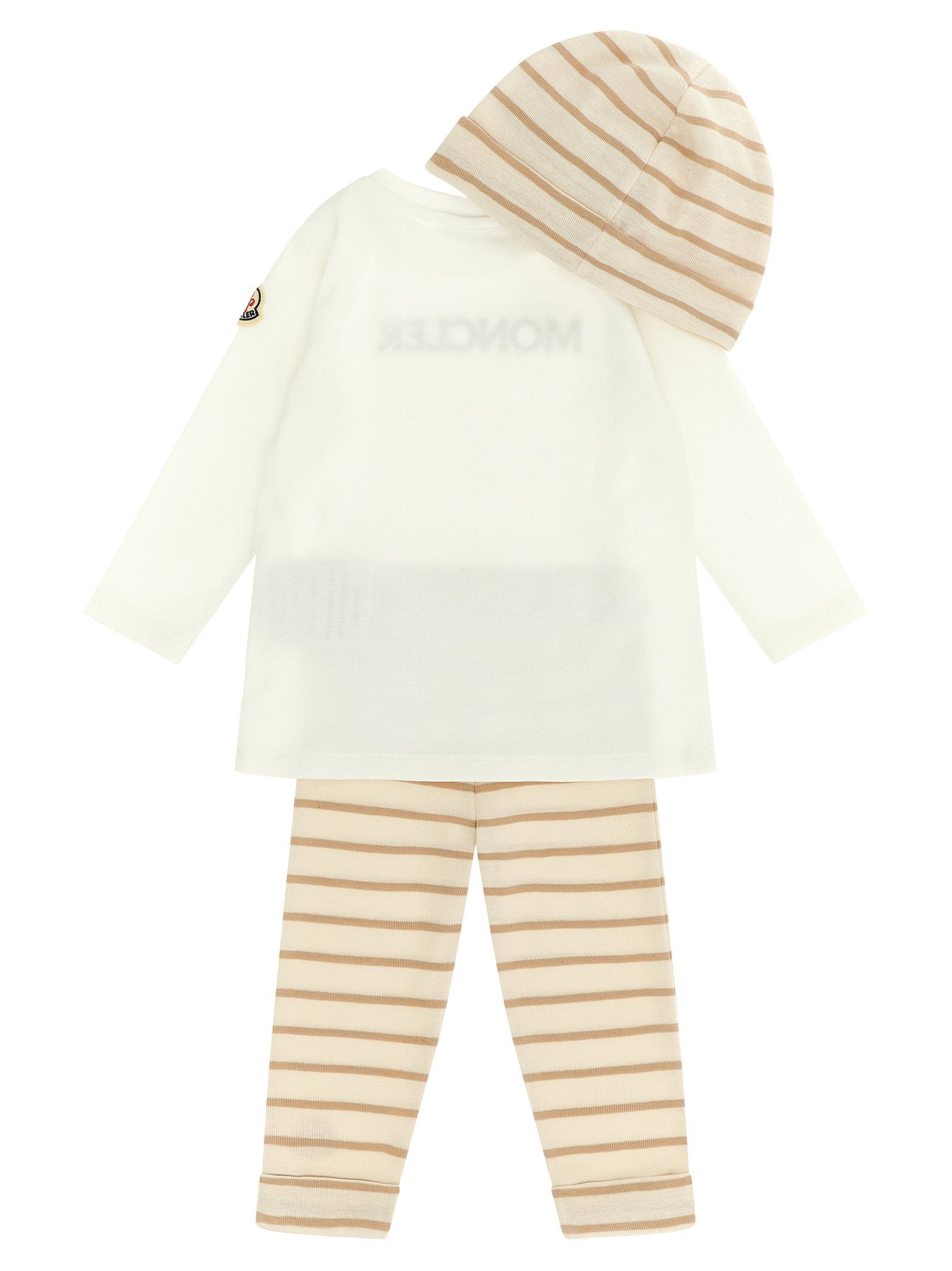Moncler Enfant Logo-Embroidered Cotton T-shirt — Cream, view 3