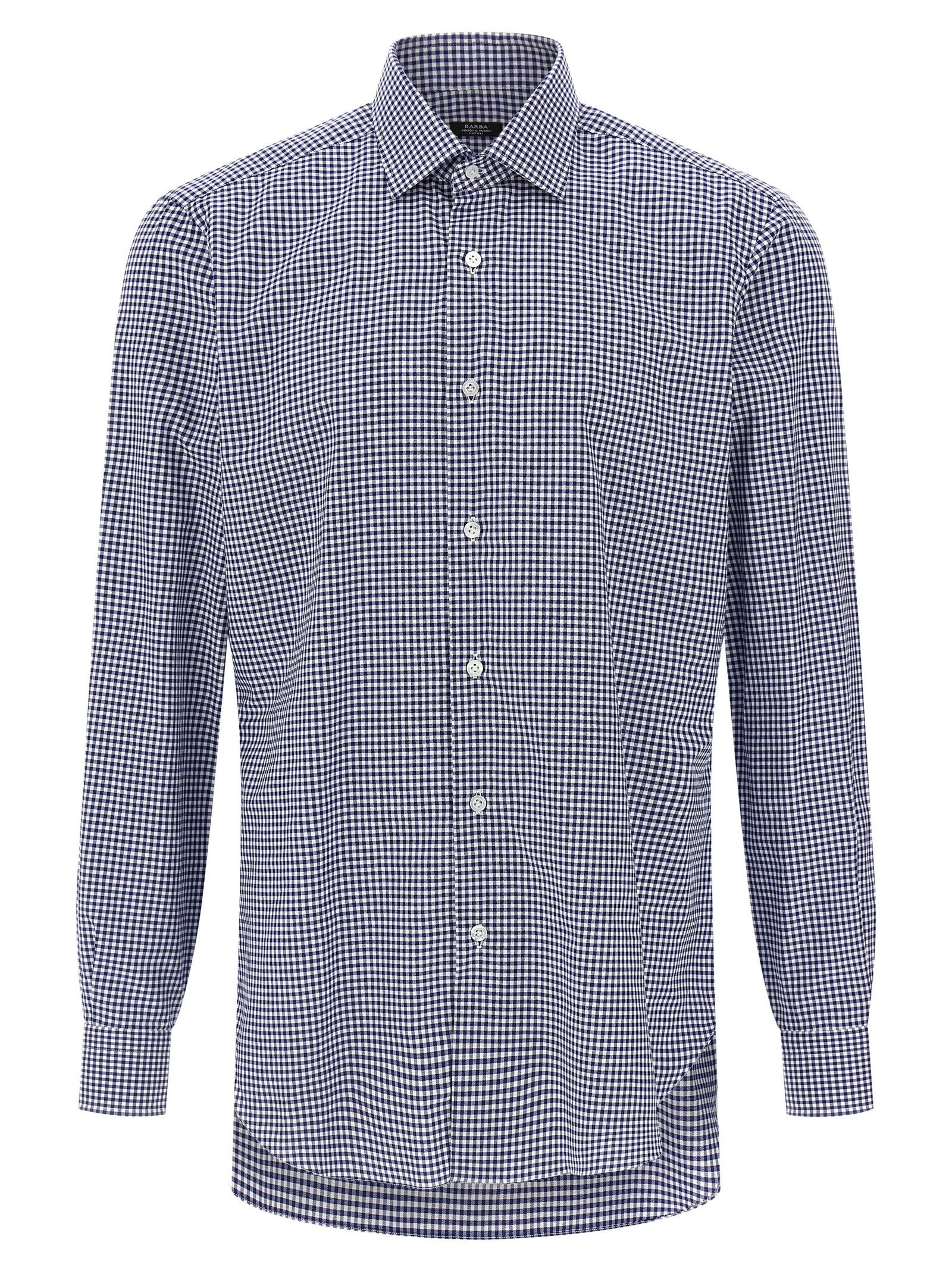 Barba Vichy Cotton Poplin Shirt — Navy by Barba
