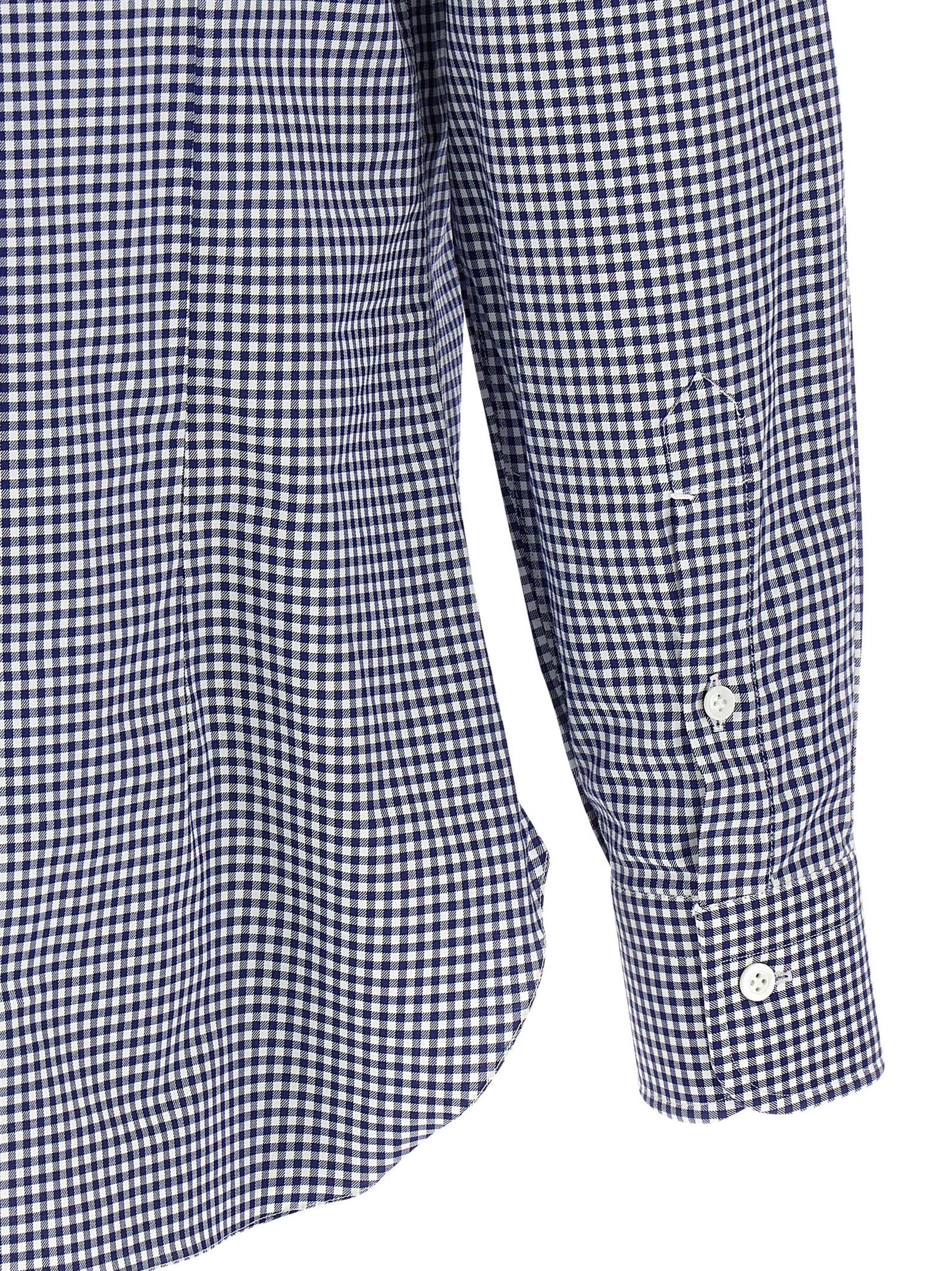 Barba Vichy Cotton Poplin Shirt — Navy, view 4