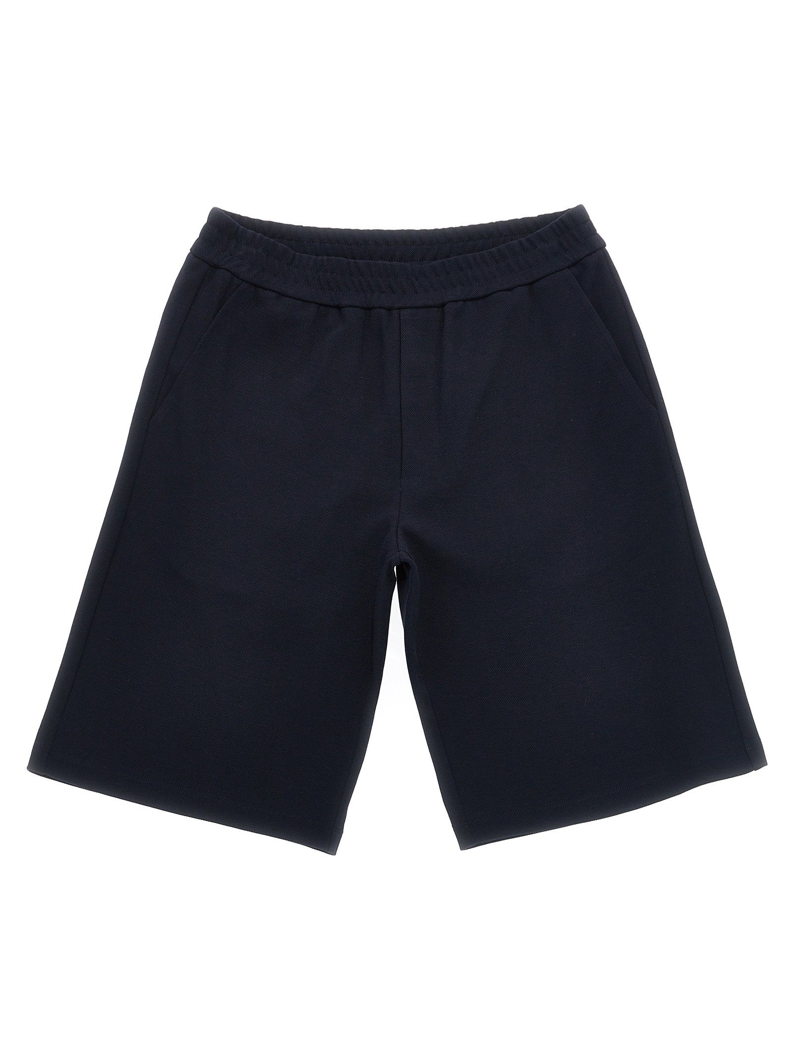 Moncler Enfant Tricolor Piqué Cotton Bermuda Shorts — Navy by Moncler Enfant