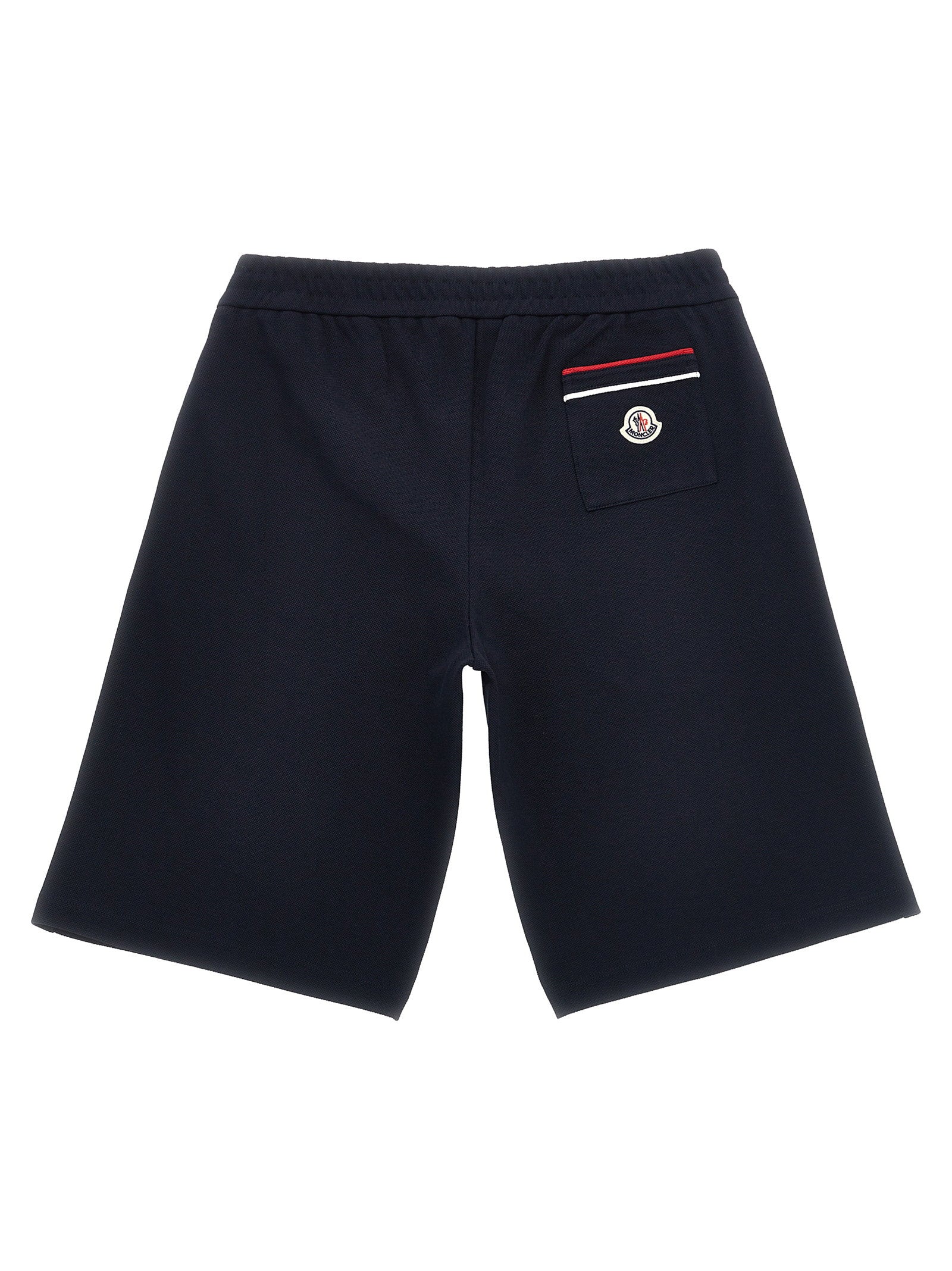 Moncler Enfant Tricolor Piqué Cotton Bermuda Shorts — Navy, view 2