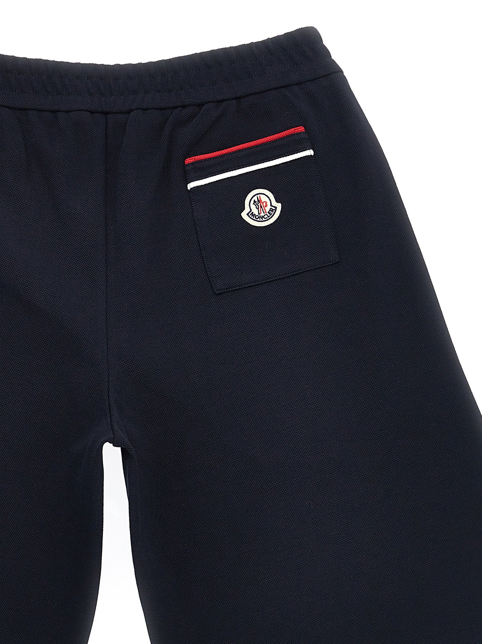 Moncler Enfant Tricolor Piqué Cotton Bermuda Shorts — Navy, view 3