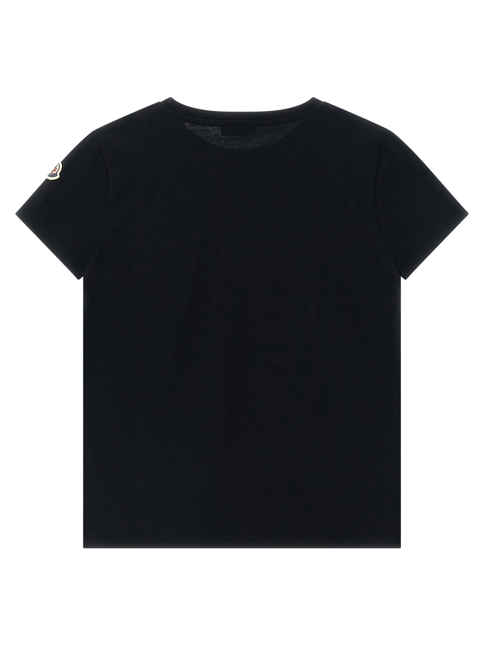 Moncler Enfant Logo-Embroidered Cotton Jersey T-shirt — Black, view 2