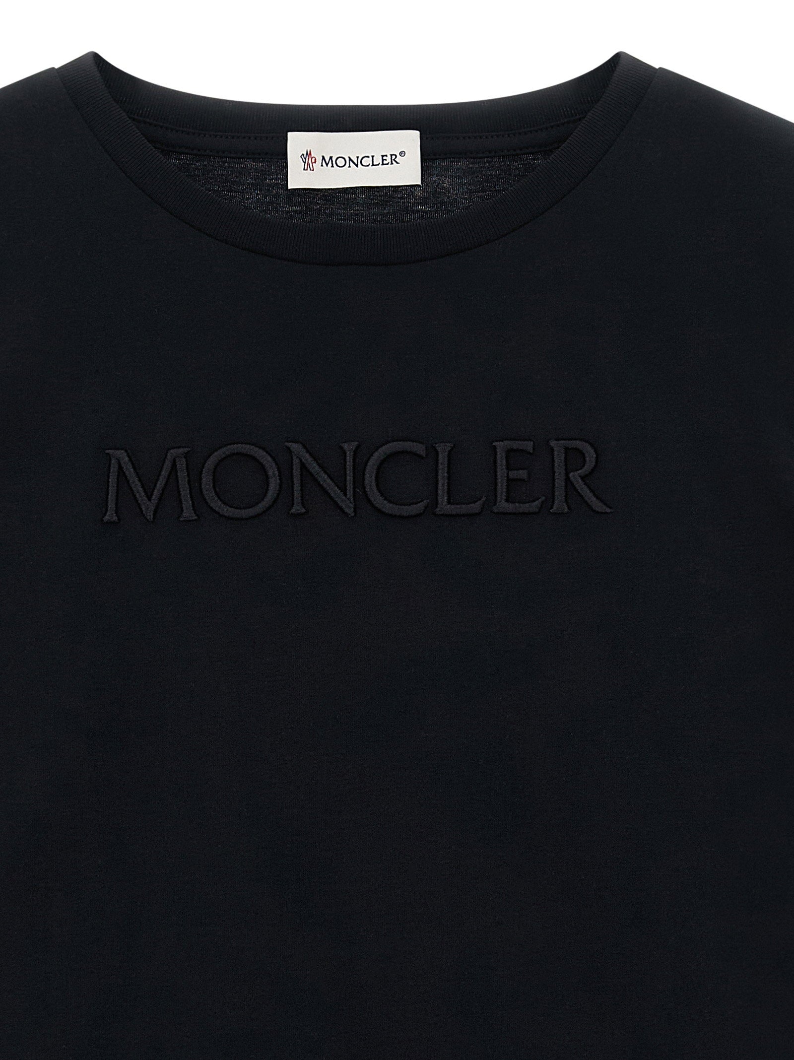 Moncler Enfant Logo-Embroidered Cotton Jersey T-shirt — Black, view 3