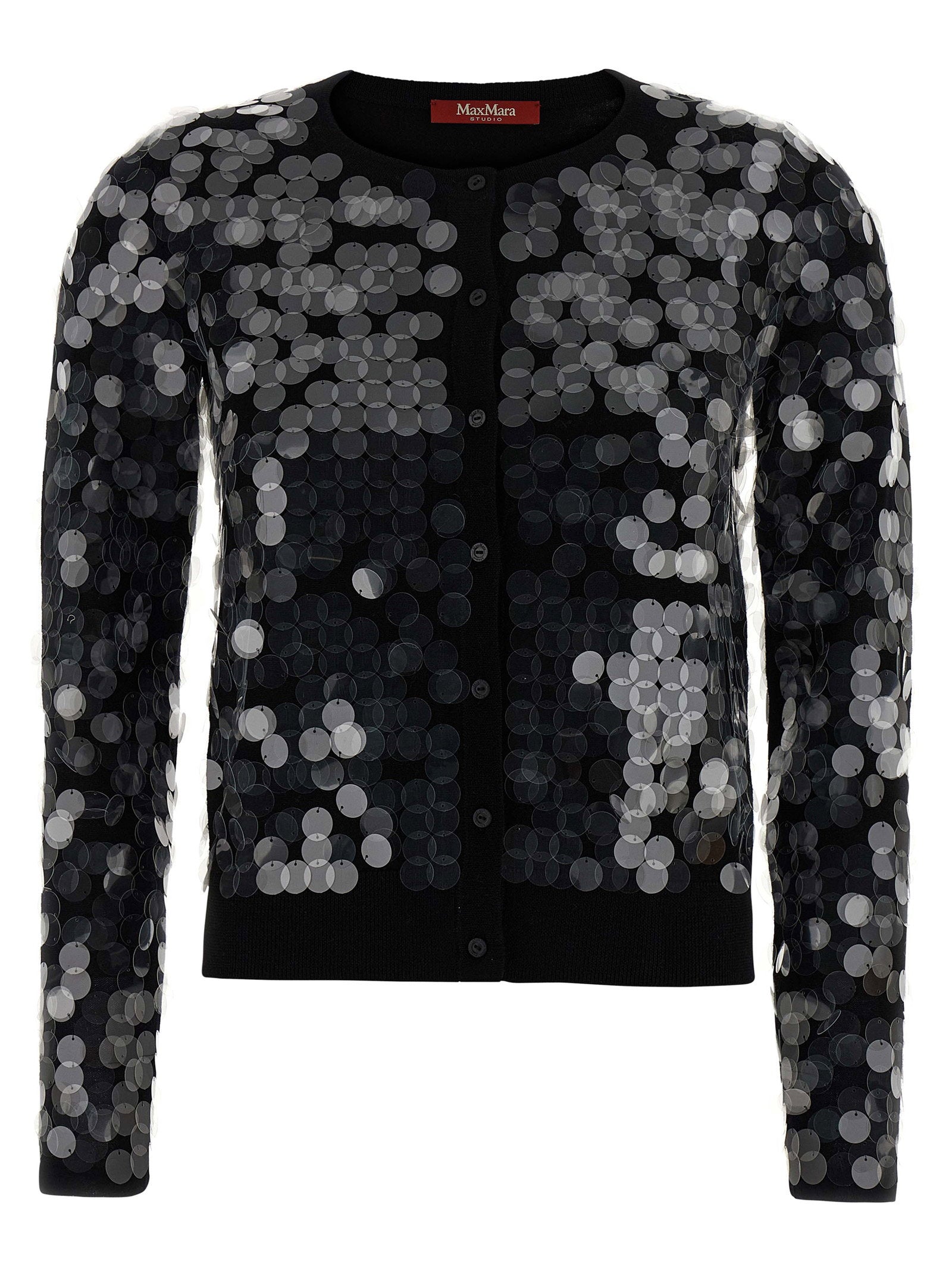 Max Mara Studio Sequin-Embellished Wool Cardigan — Black by Max Mara Studio