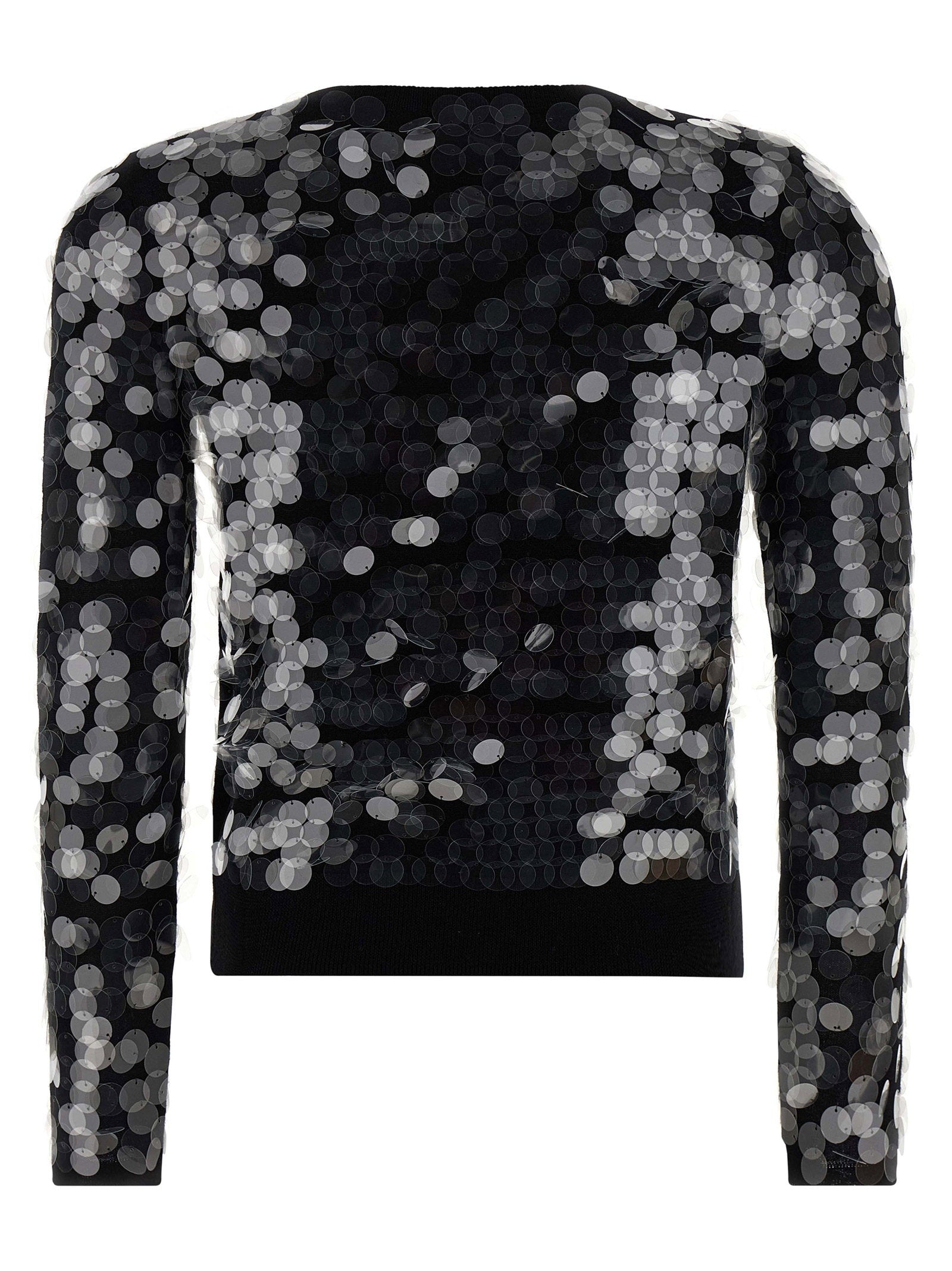 Max Mara Studio Sequin-Embellished Wool Cardigan — Black, view 2