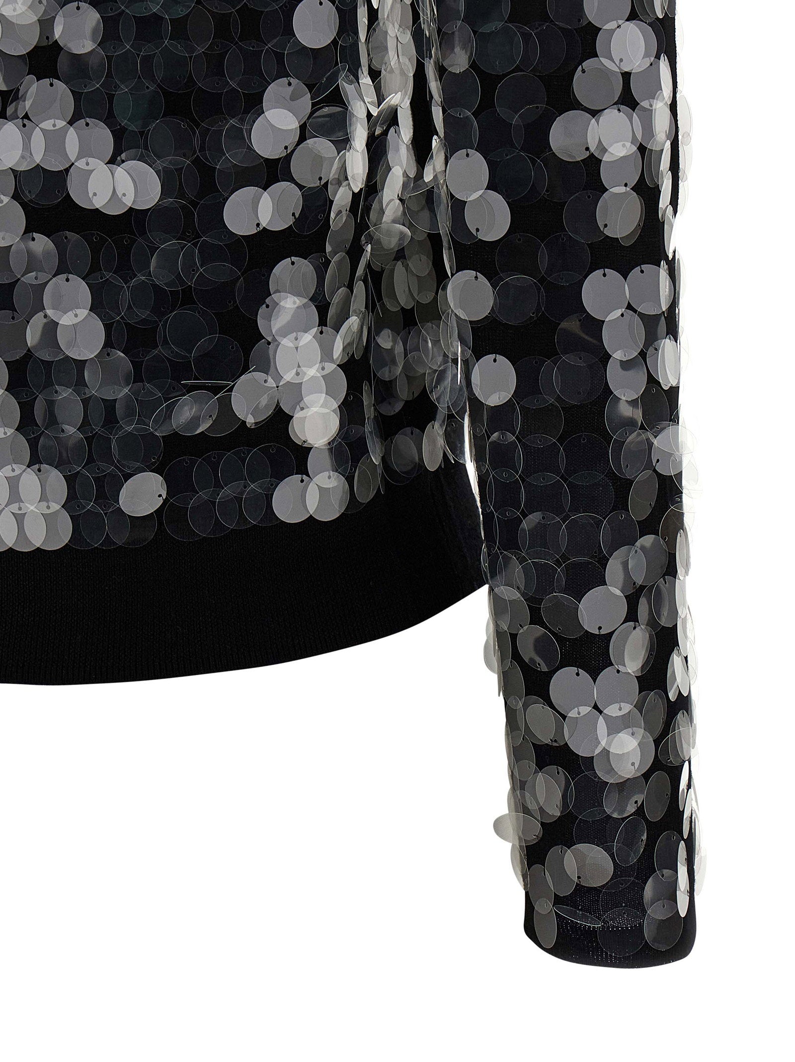 Max Mara Studio Sequin-Embellished Wool Cardigan — Black, view 4