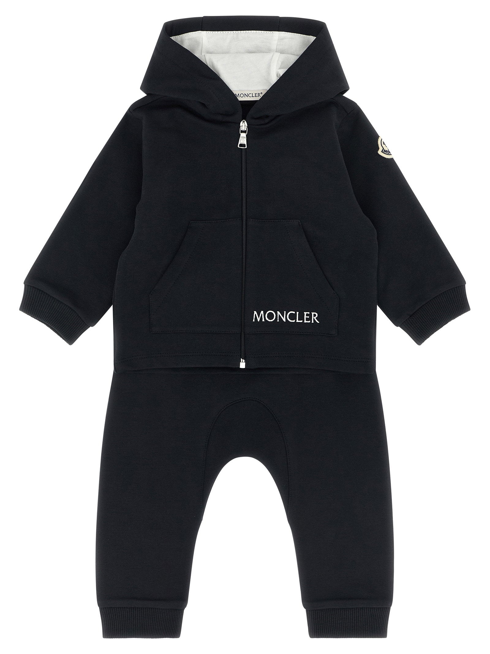 Moncler Enfant Logo-Embroidered Brushed Cotton Hoodie — Black by Moncler Enfant