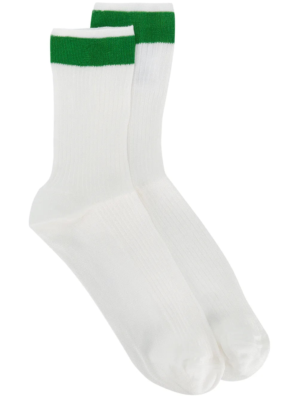 Valentino PB3KI01D3TD0K2 Ribbed Silk-Blend Striped Socks — White, view 2