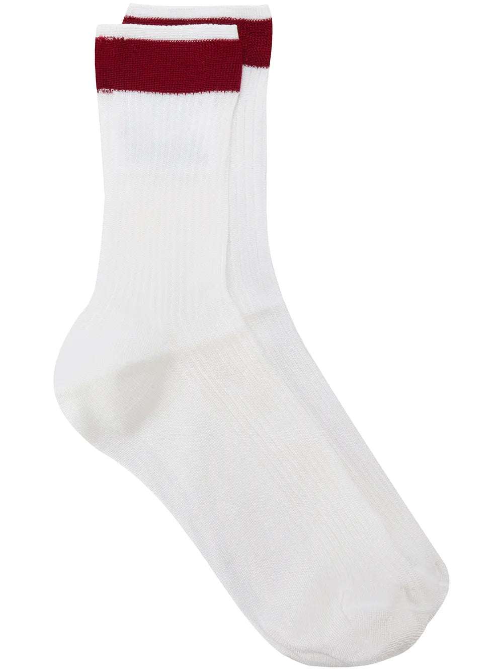 Valentino Striped Silk Blend Socks — White, view 2