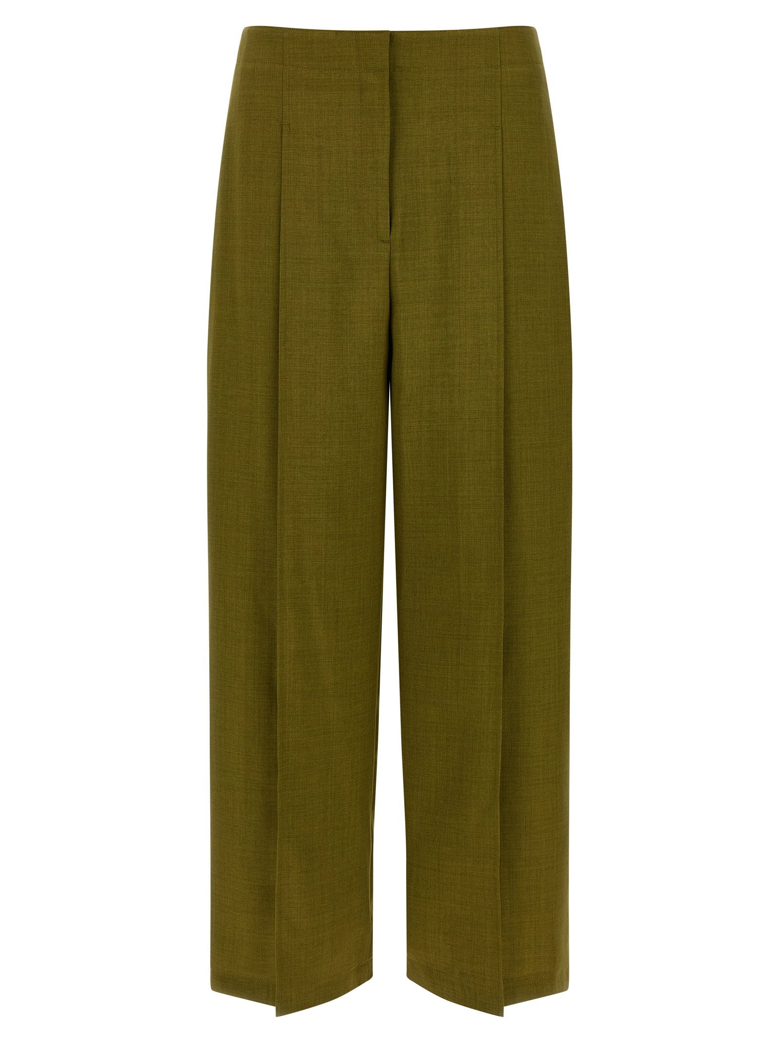 Theory Deep Pleat Trousers — Olive - 2 by Theory