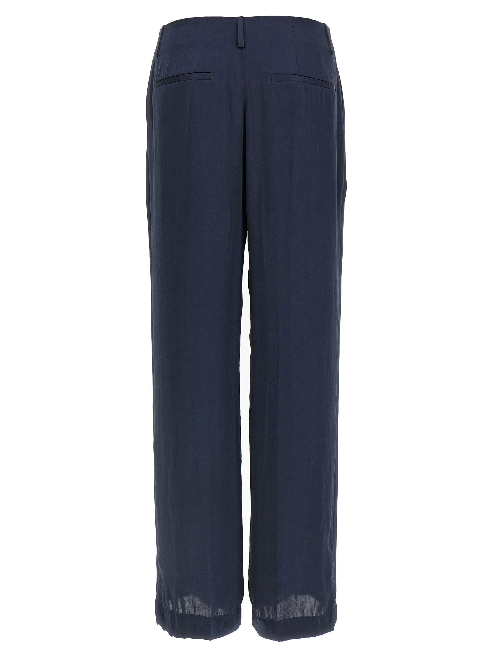 Theory Silk-Effect Trousers — Navy, view 2
