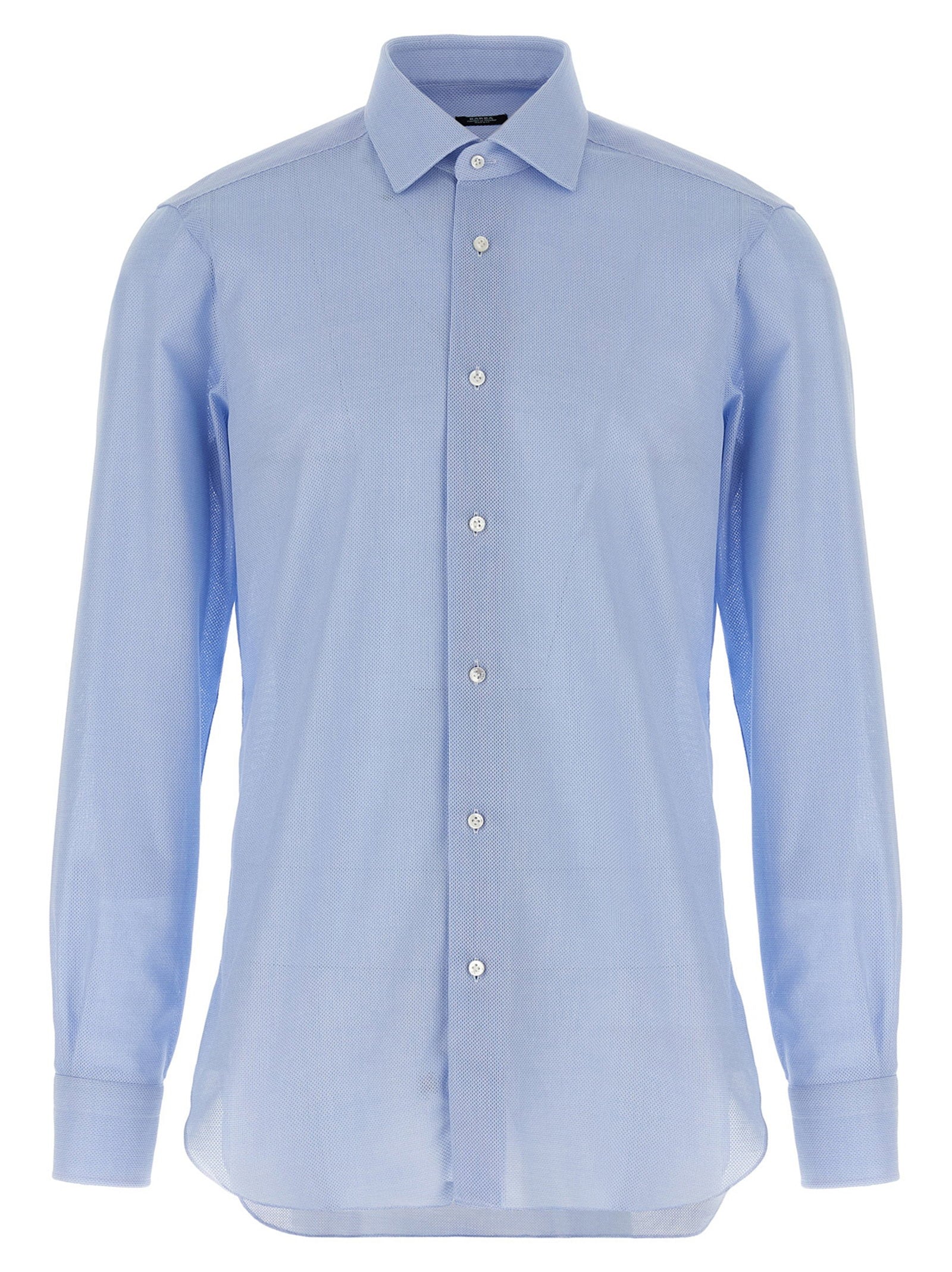 Barba Honeycomb Cotton Shirt — Light Blue by Barba