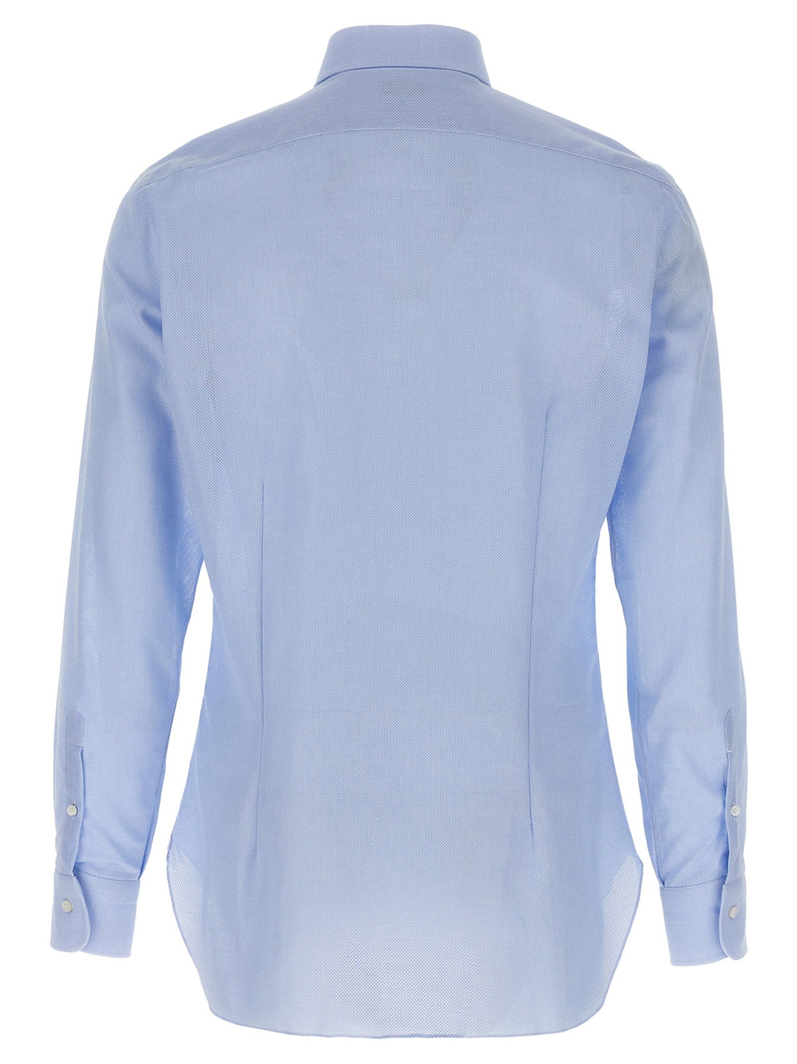 Barba Honeycomb Cotton Shirt — Light Blue, view 2