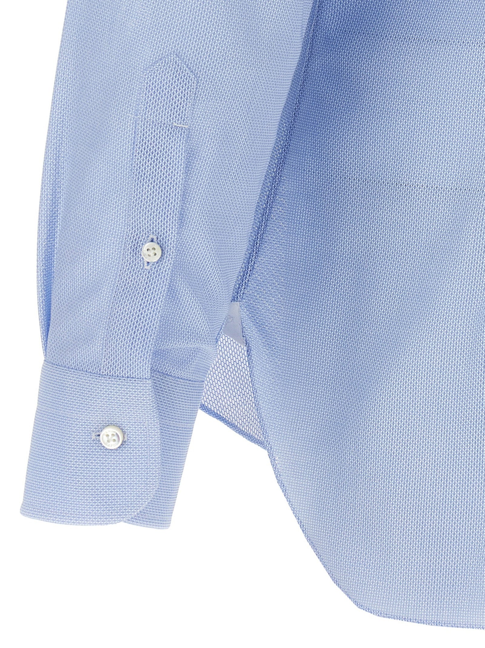 Barba Honeycomb Cotton Shirt — Light Blue, view 4