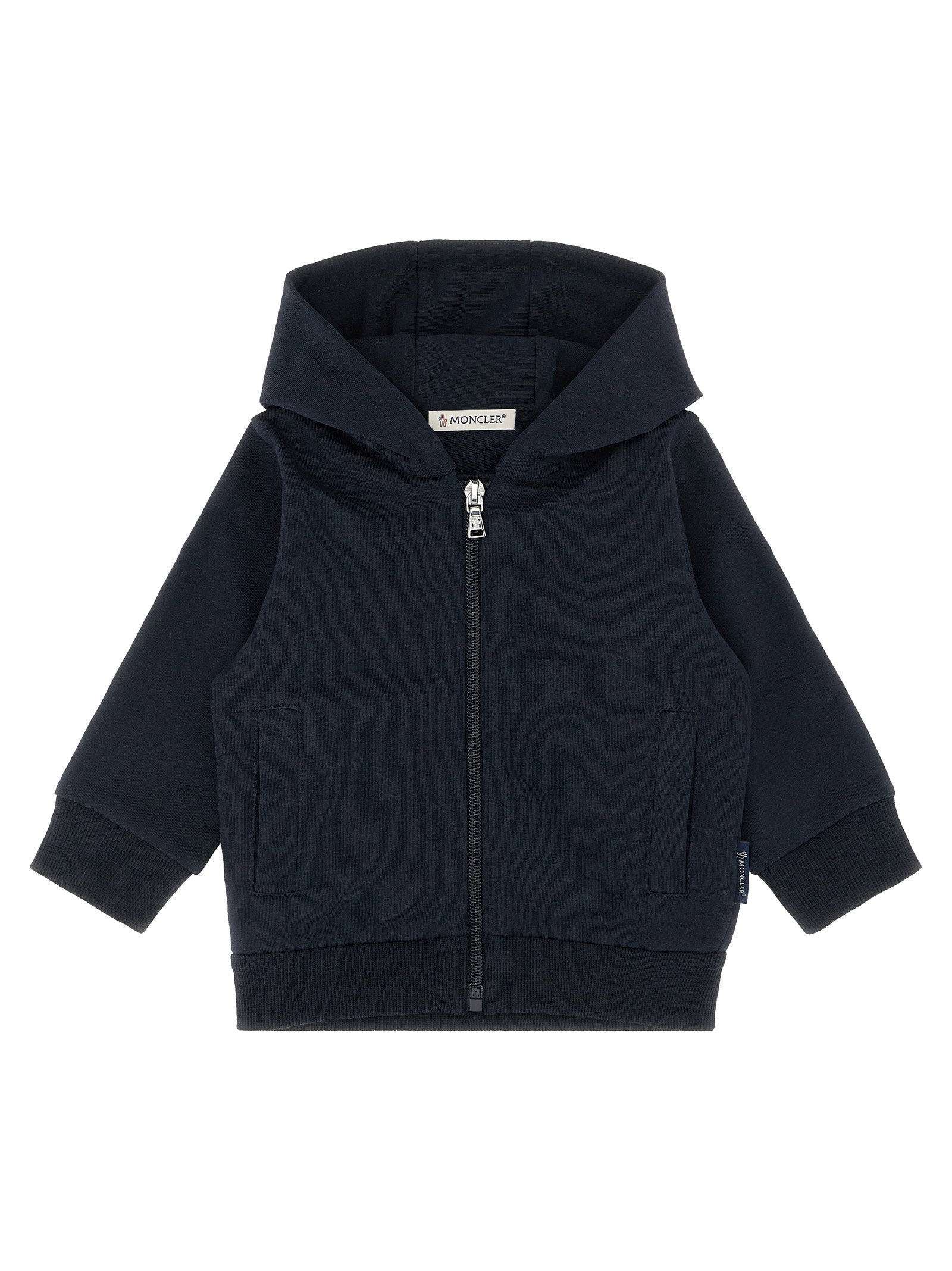 Moncler Enfant Brushed Cotton Zip Hoodie — Navy by Moncler Enfant