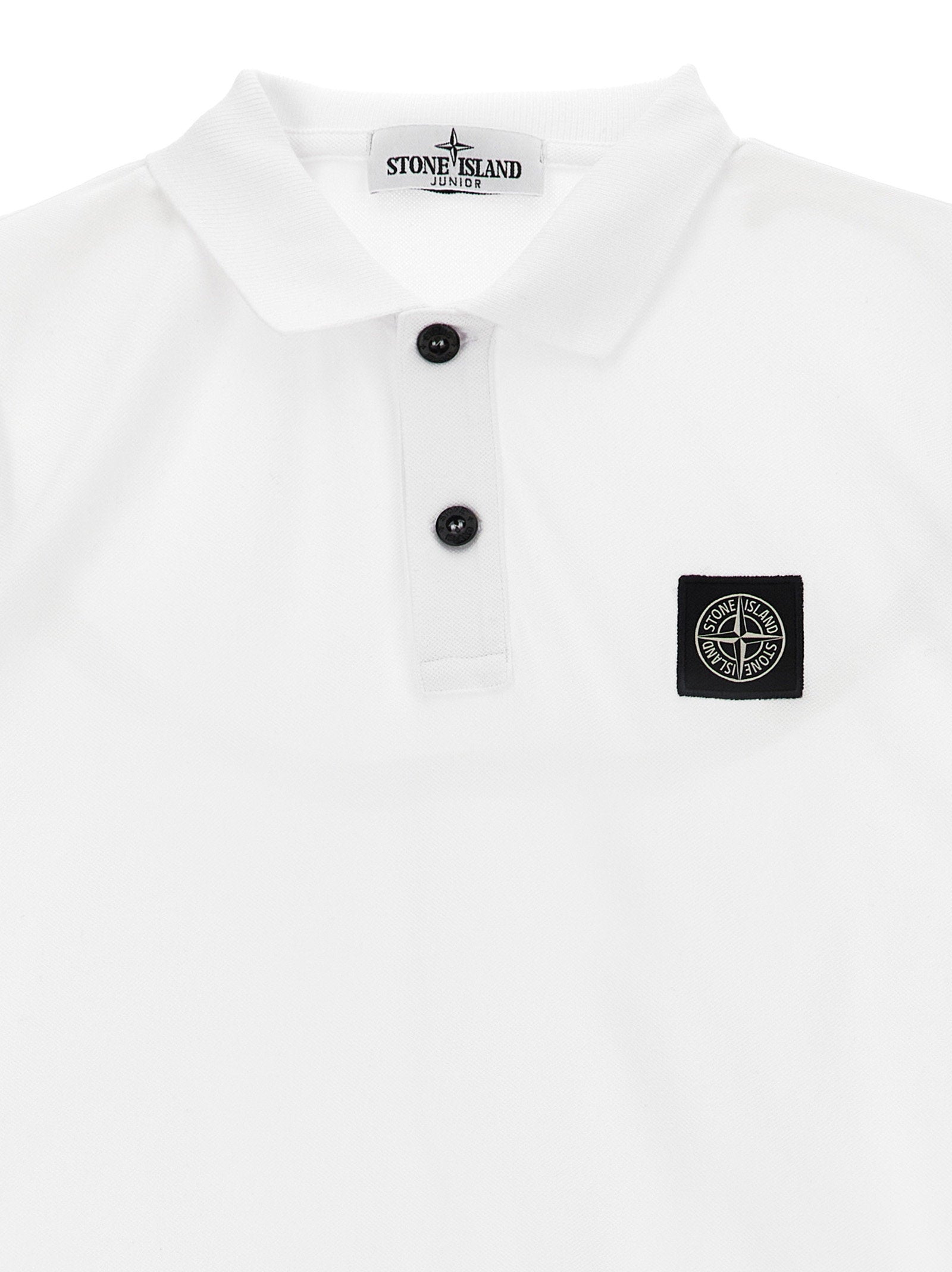 Stone Island Junior Compass Logo Polo Shirt — White, view 3