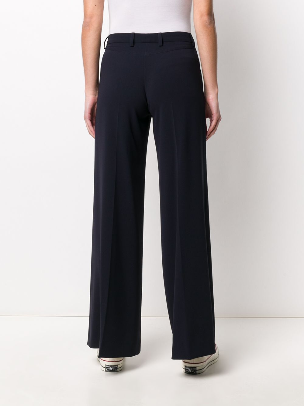 Alberto Biani Wide-Leg Cady Trousers — Navy, view 3