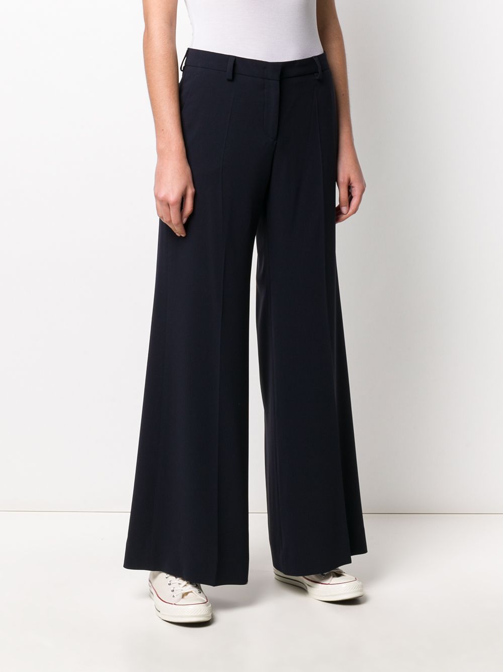 Alberto Biani Wide-Leg Cady Trousers — Navy, view 4