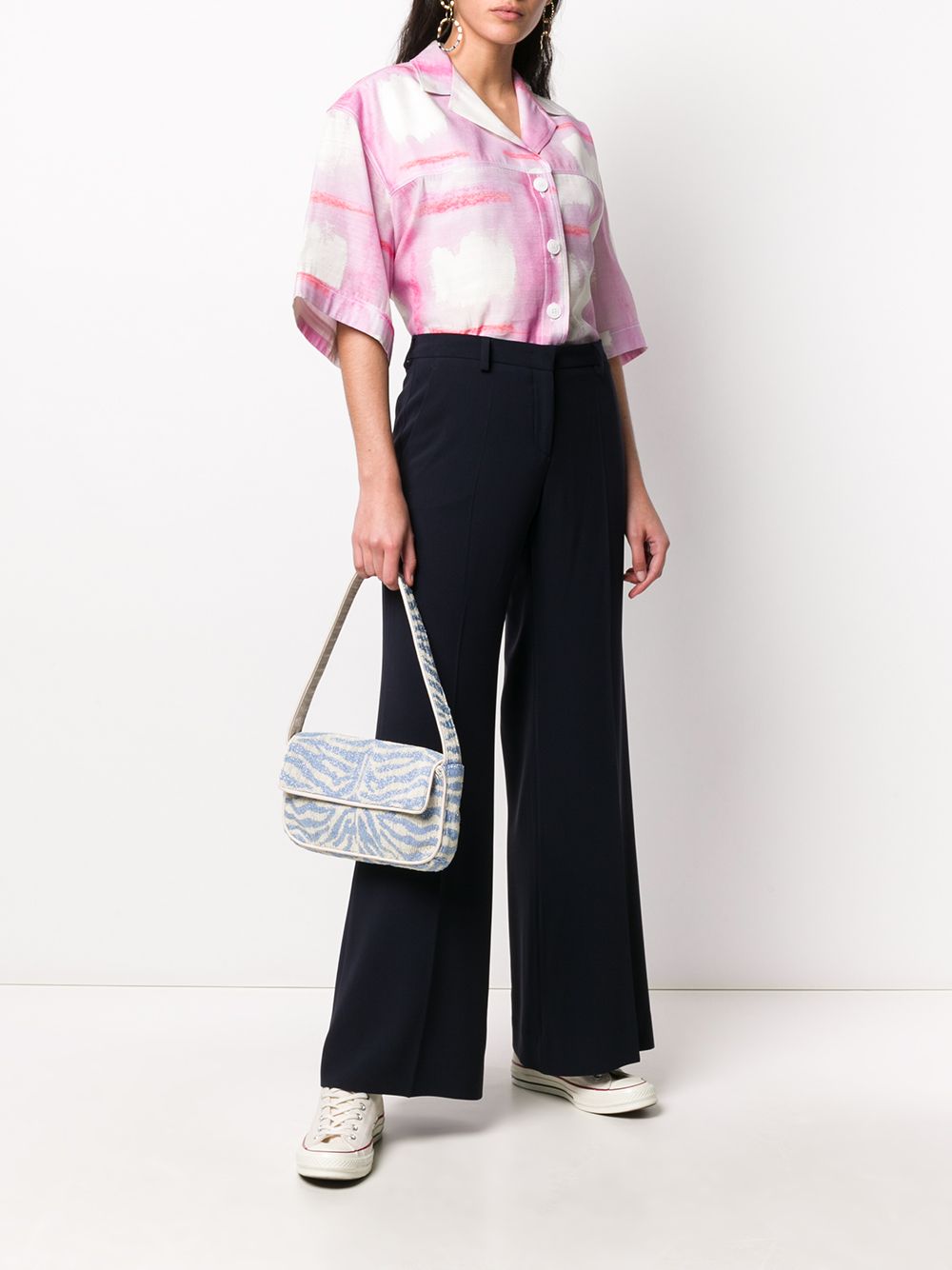 Alberto Biani Wide-Leg Cady Trousers — Navy, view 5