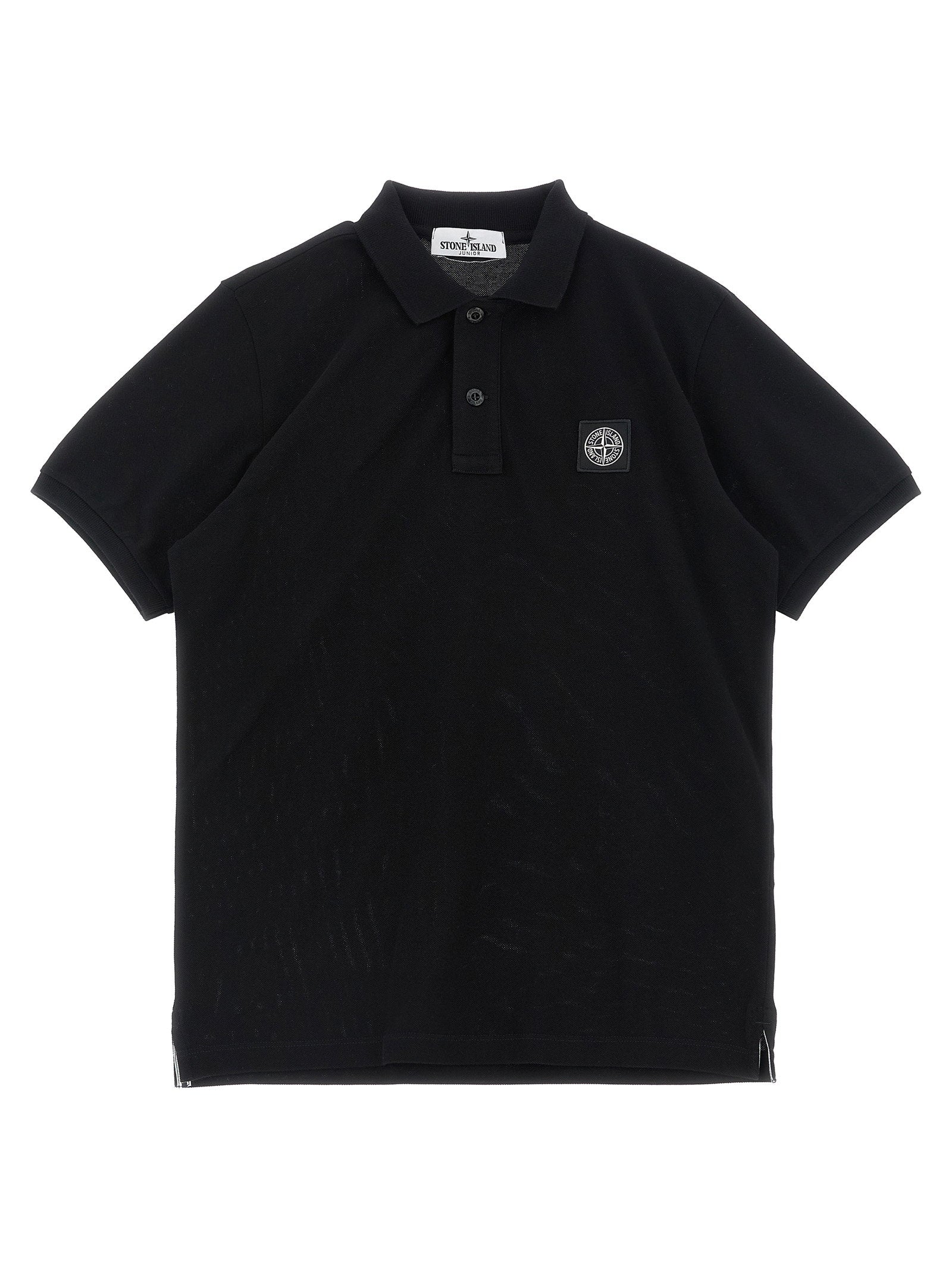 Stone Island Junior Compass Logo Organic Cotton Polo Shirt — Black by Stone Island Junior