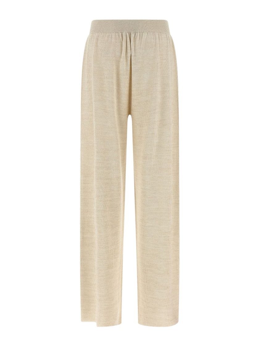 Fabiana Filippi Cotton Wide-Leg Trousers — Beige, view 2