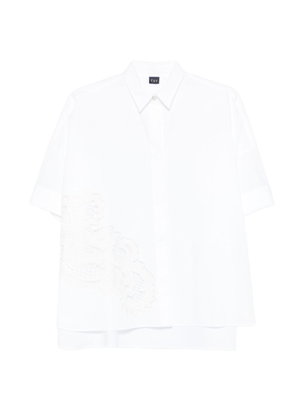 Fay Lace-Detail Cotton Shirt — White by Fay