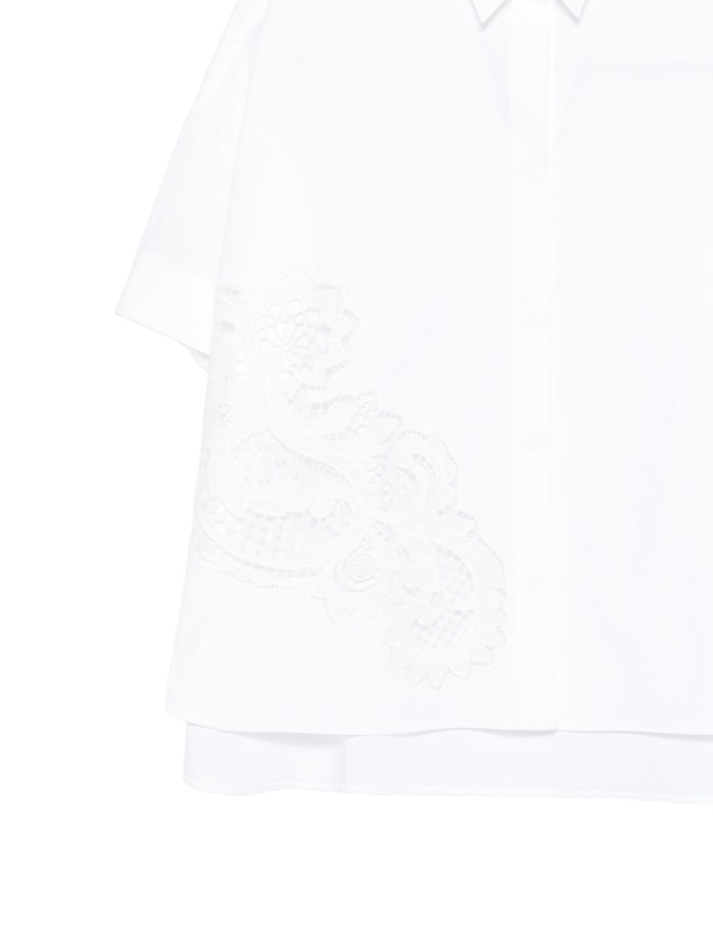 Fay Lace-Detail Cotton Shirt — White, view 3