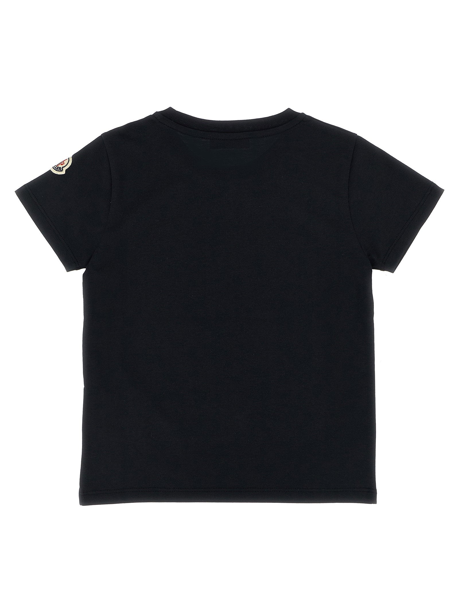 Moncler Enfant Sequin-Logo Cotton T-Shirt — Black, view 2