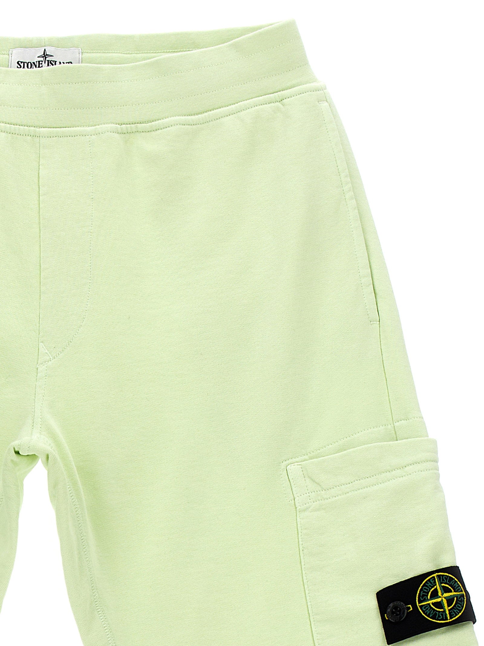 Stone Island Junior Organic Cotton Cargo Bermuda Shorts — Pale Green, view 3