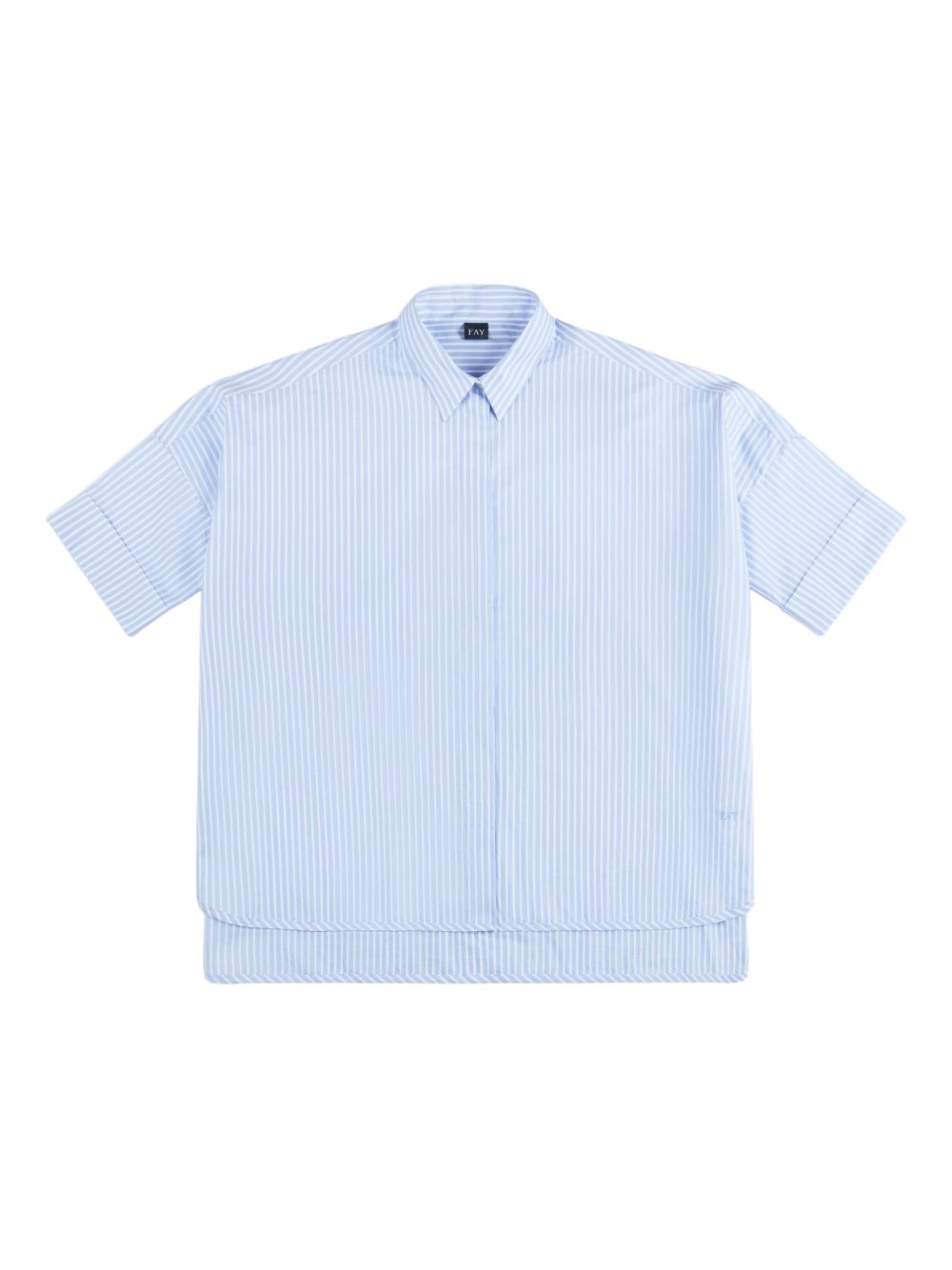 Fay Striped Cotton Shirt — Blue by Fay