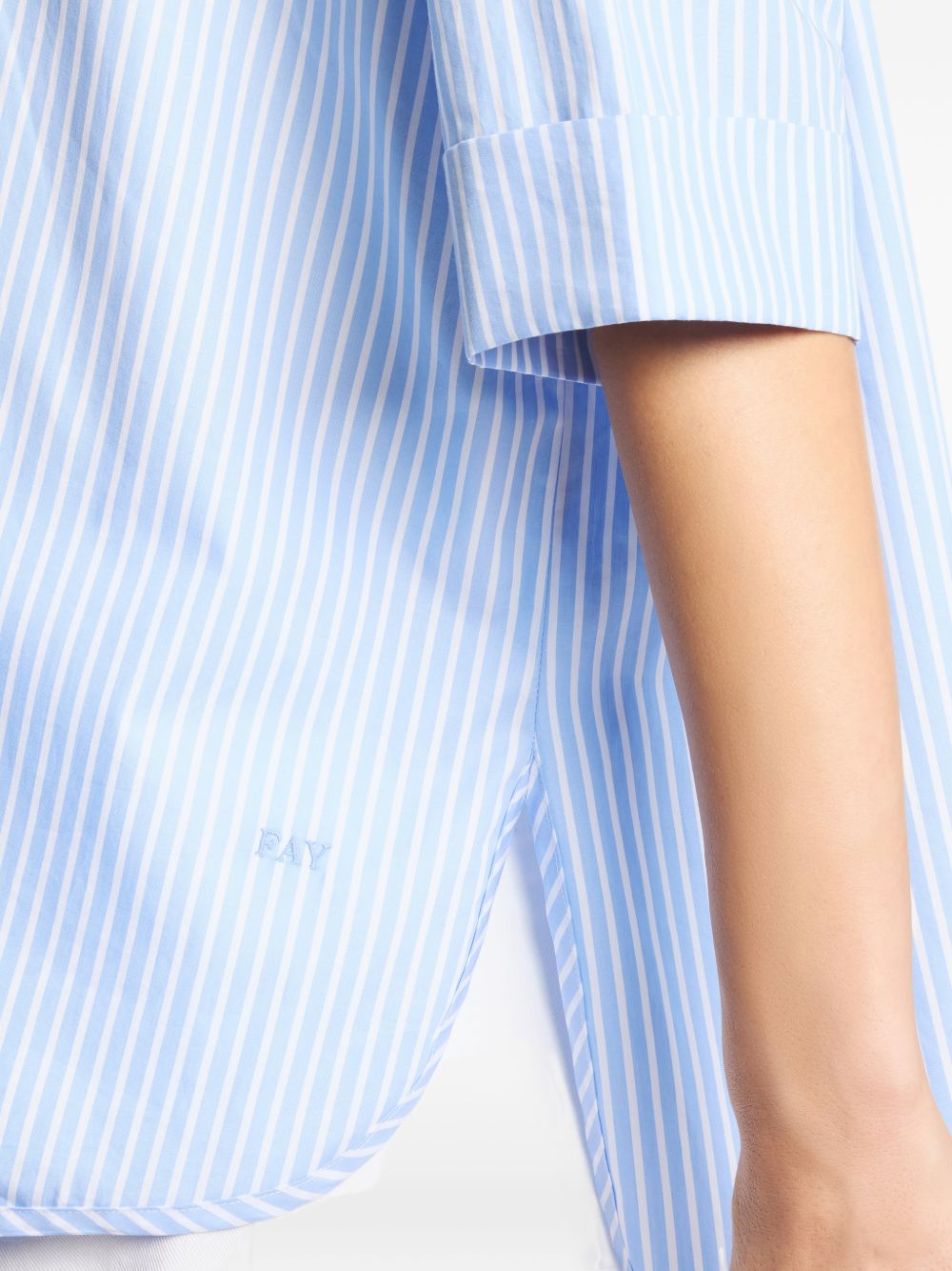 Fay Striped Cotton Shirt — Blue, view 2