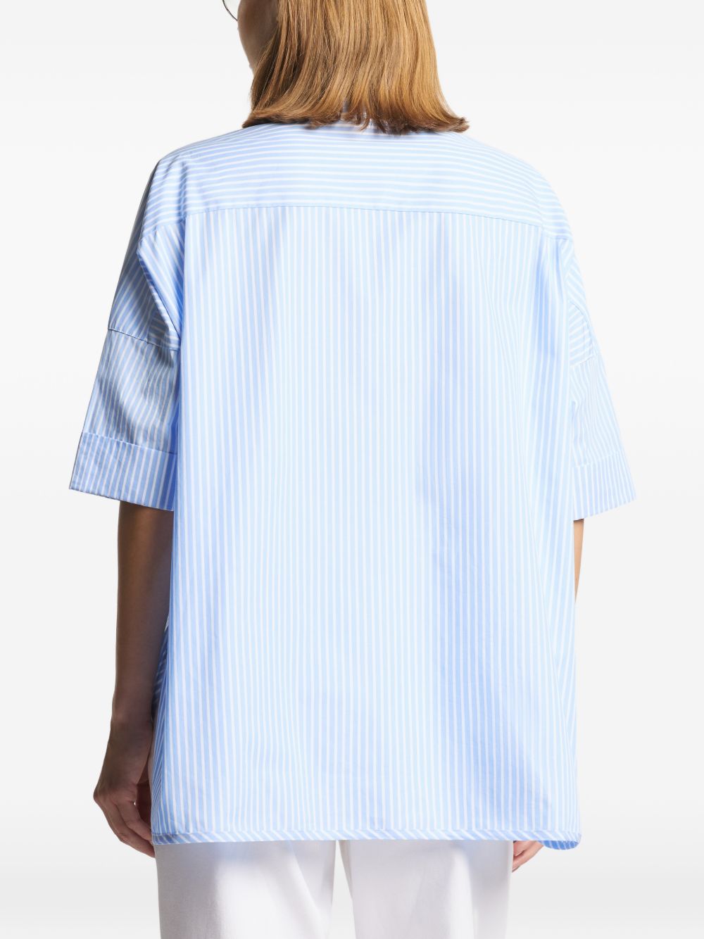 Fay Striped Cotton Shirt — Blue, view 3