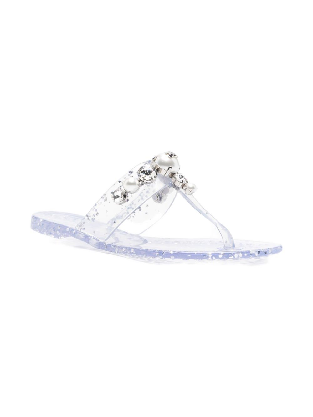 Casadei Embellished Thong Sandal — white, view 2