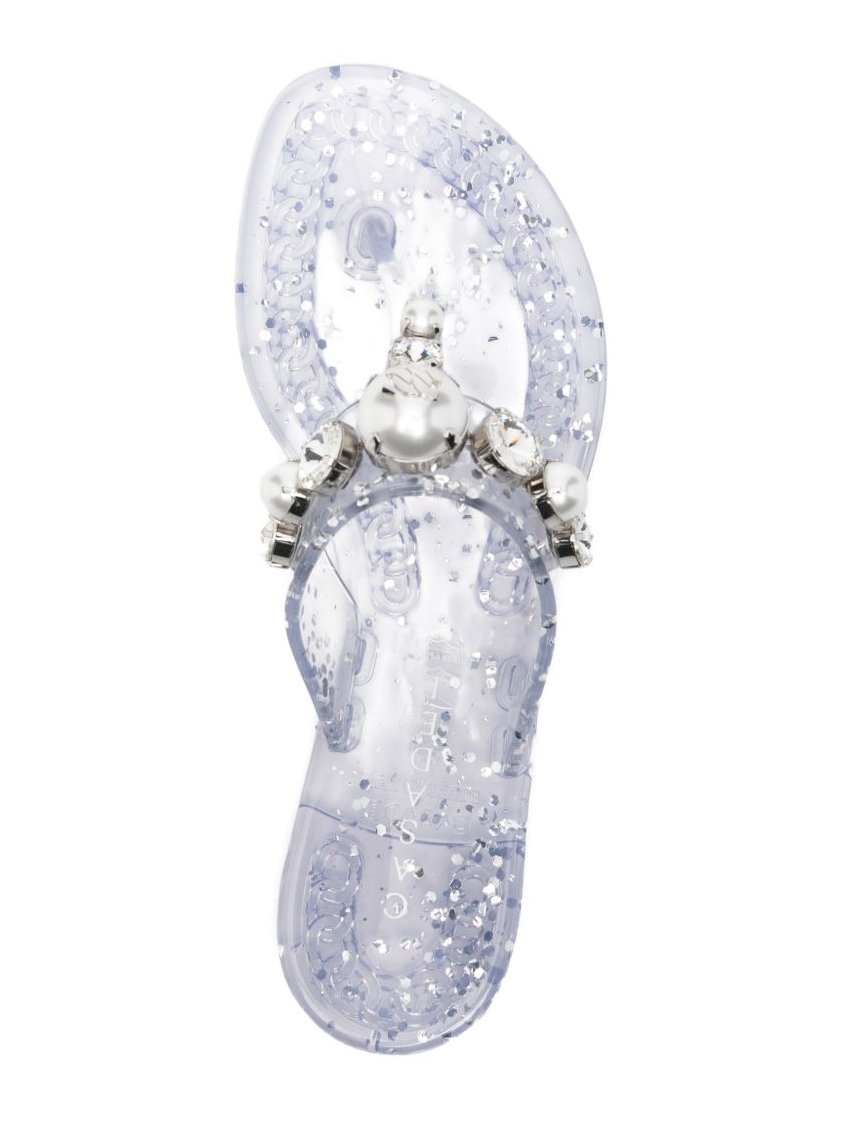 Casadei Embellished Thong Sandal — white, view 3