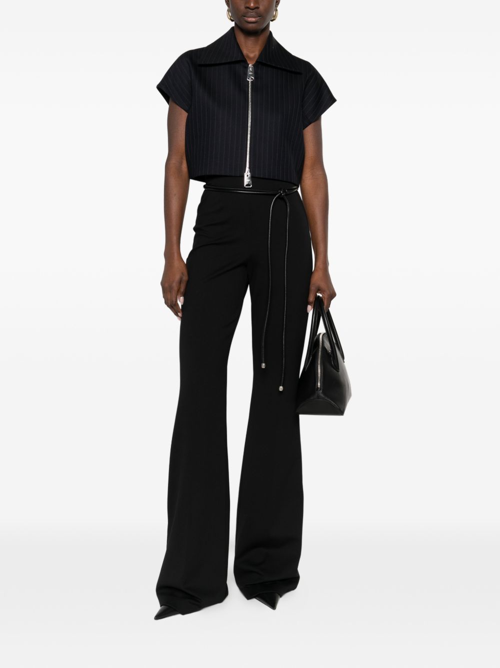 SPORTMAX PRE High-Waisted Flared Trousers — Black, view 3