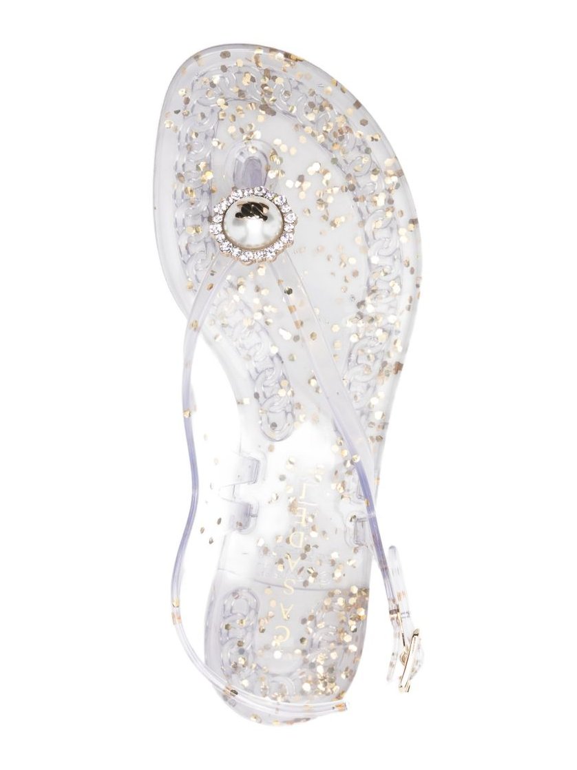 Casadei Embellished Jelly Sandals — Clear, view 3